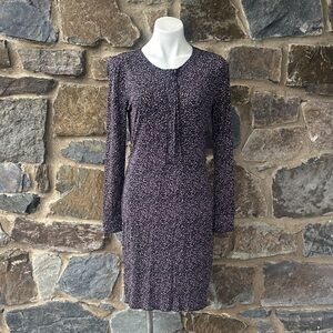 Tory Burch Long Sleeve Leopard Print Dress in Purple/Black Size Small